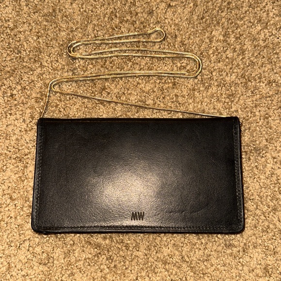 Dark Navy/Black Clutch with Gold Metal Strap MW - Picture 5 of 6